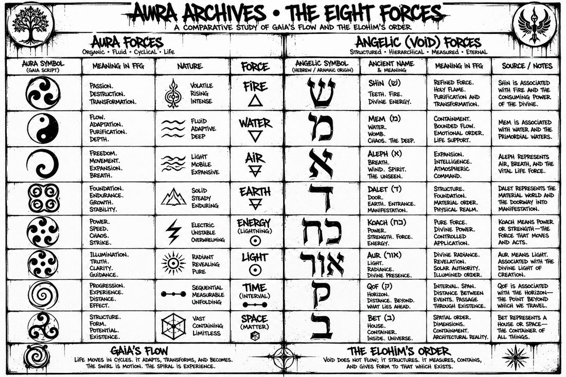 The Eight Forces — Aura and Void symbol reference